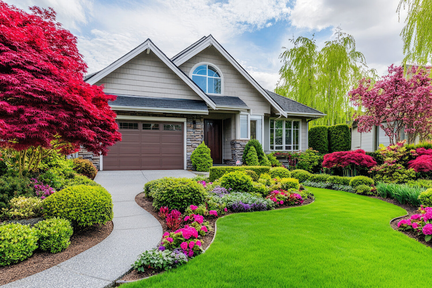 Front Yard Custom Landscaping in Naperville
