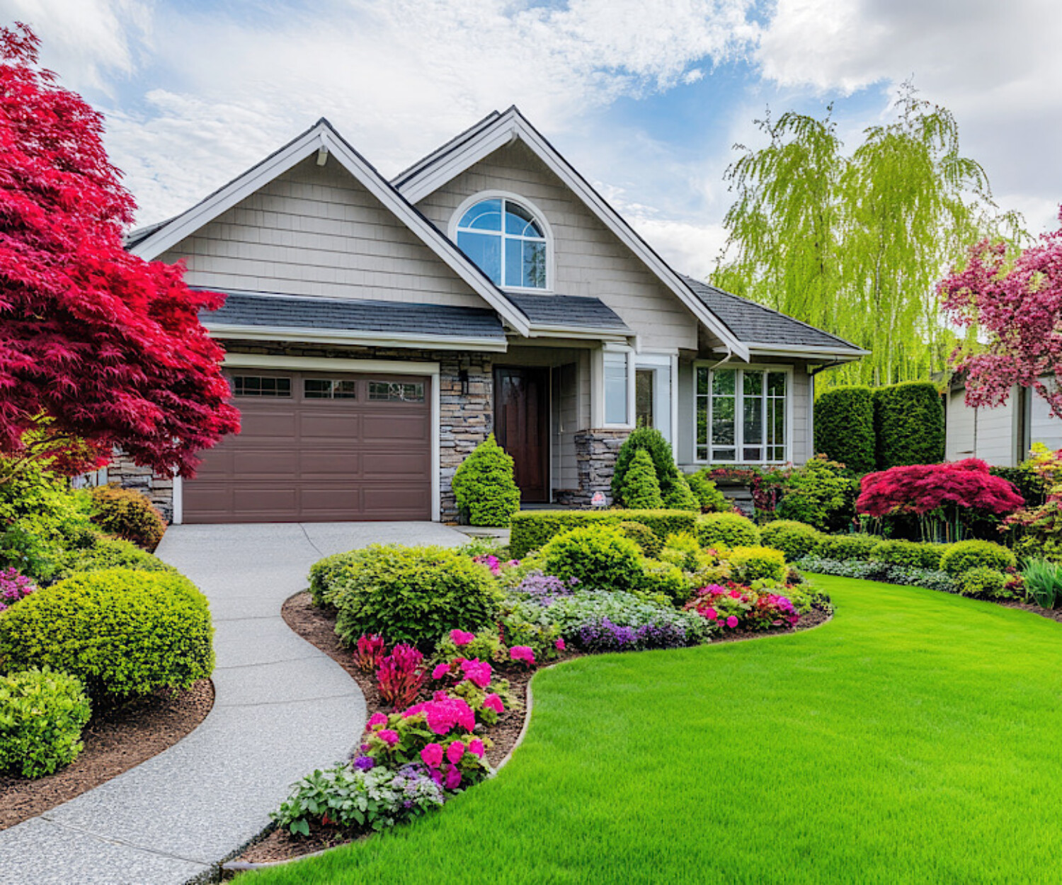 Front Yard Custom Landscaping in Naperville